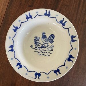 Set of 9 Vintage Metlox Poppytrail Blue Provincial Rooster Dessert Bowls 6”